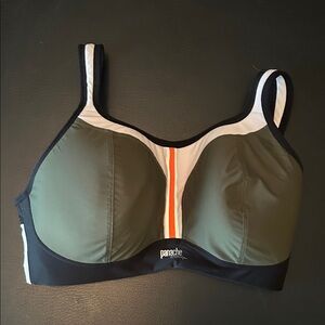 Panache Olive and Black Sports Bra with Orange Accent